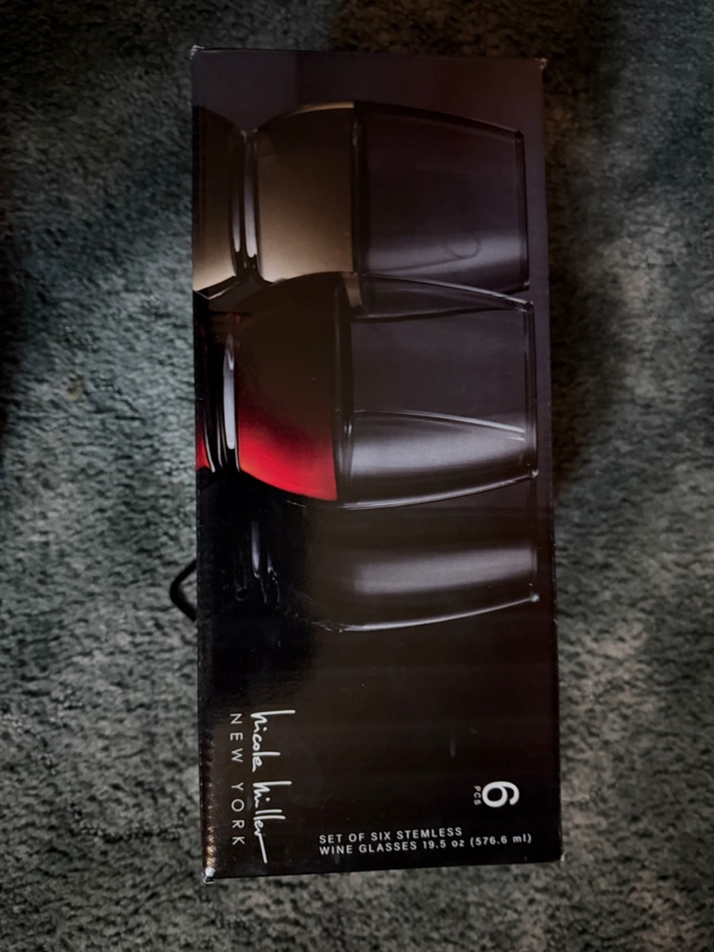 Nicole Miller Stemless Wine Glasses - Set of 6